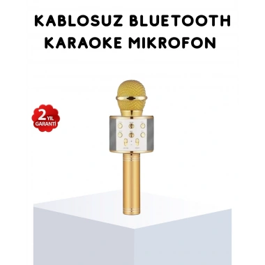 Karaoke Mikrofonu Bluetooth USB AUX Girişli Yankı Efektli