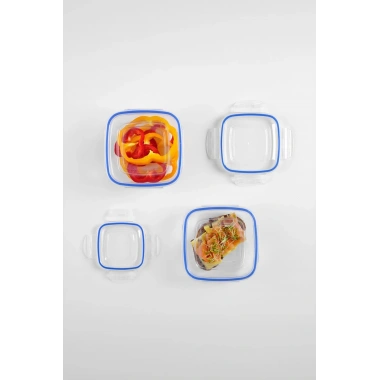 Kare 10 Parça Contalı Vakumlu Sızdırmaz Hava Almaz Saklama Kabı Seti 2x(3750/2400/1500/900/500 ml)