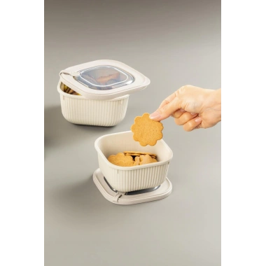 Kare 3 Parça Vakumlu Sızdırmaz Hava Almaz Saklama Kabı Seti Gri (1800/1100/600 Ml)