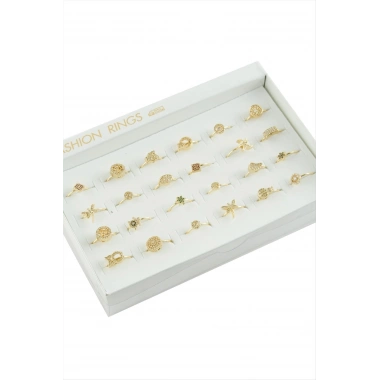 Karışık Figürlü Zirkon Taşlı Metal Yüzük