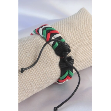 Karışık Renk İpli Deri Erkek Bileklik