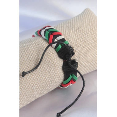 Karışık Renk İpli Deri Erkek Bileklik