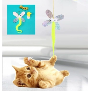 Kelebek Model Elastik Kendinden Yapışkanlı Kedi Oyun Oltası