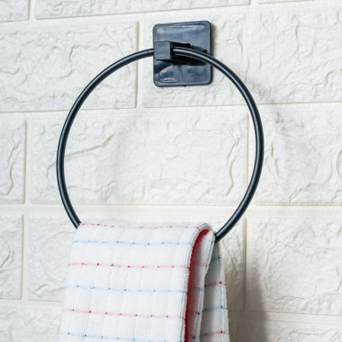 Kendiliğinden Yapışkanlı Siyah Paslanmaz Metal Yuvarlak Havluluk (5468)