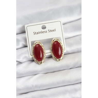 Kırmızı Badem Model Vintage Kadın Küpe