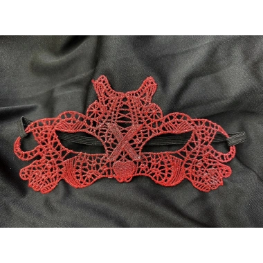 Kırmızı Dantel Masquerade Maskesi Çift Taraflı 10 No