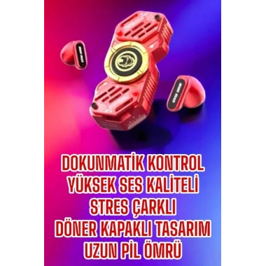 Kırmızı Kablosuz Bluetooth Kulaklık Stres Çarklı Oyuncu Kulaklığı