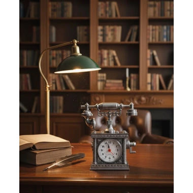 Klasik Telefon Görünümlü Masaüstü Saat ve Alarm