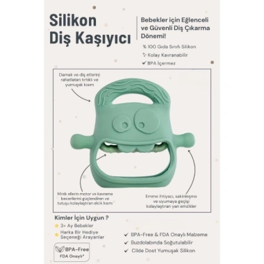 Koyu Yeşil Bebek Silikon Diş Kaşıyıcı