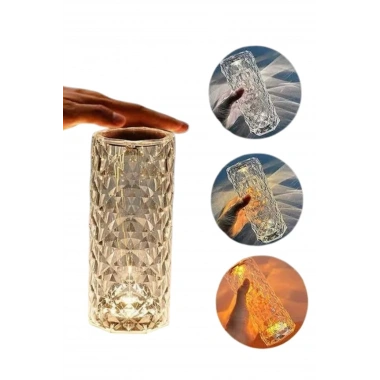 Kristal Lamba Masa Lambası Şarjlı Masa Lambası Dokunmatik Sensör Usb Şarjlı