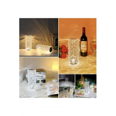 Kristal Lamba Masa Lambası Şarjlı Masa Lambası Dokunmatik Sensör Usb Şarjlı