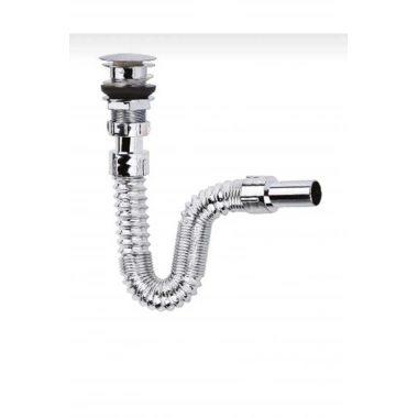 Krom Basmalı Sifon -Körüklü Sifon Bas Stoplu Lavabo Mutfak Sifonu-Paslanmaz