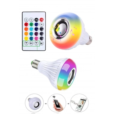 Kumandalı RGB Led Işık Bluetooth Hoparlör Ses Lambası Renkli Ampul
