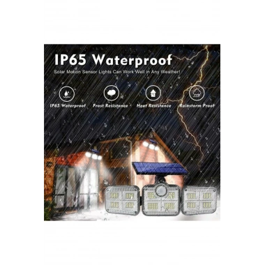 Kumandalı Solar Güneş Enerjili 122 Ledli Hareket Sensörlü Bahçe Aydınlatma Sokak Lambası