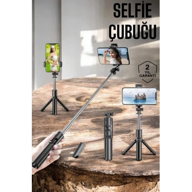 Kumandalı Tripod Telefon Tutucu Selfie Çubuğu 360 Derece Dönebilen