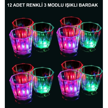 LED Işıklı Eğlence Bardak Seti 12 Adet