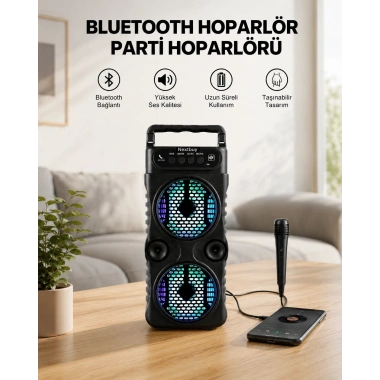 LED Işıklı Kablosuz Bluetooth Hoparlör Yüksek Ses Güçlü Bas Performansı Taşınabilir Şarjlı