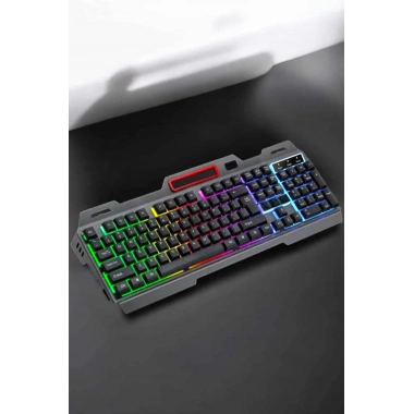 Led Işıklı Oyuncu Klavye Usb Girişli RGB Işıklı Q Klavye Mouse Hediyeli
