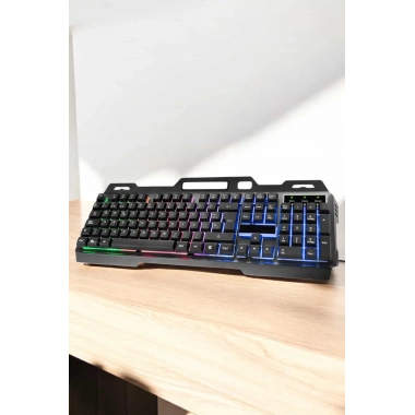 Led Işıklı Oyuncu Klavye Usb Girişli RGB Işıklı Q Klavye Mouse Hediyeli