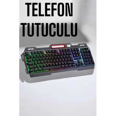 Led Işıklı Oyuncu Klavye Usb Girişli RGB Işıklı Q Klavye Mouse Hediyeli