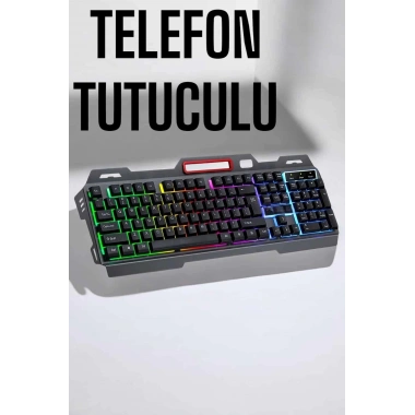 Led Işıklı Oyuncu Klavye Usb Girişli RGB Işıklı Q Klavye Mouse Hediyeli