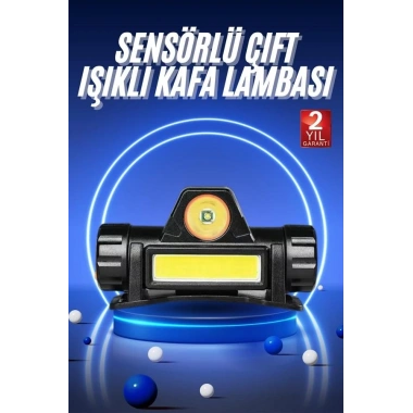 Ledli Şarjlı Kafa Lambası LED Şarjlı Su Geçirmez Kafa Feneri
