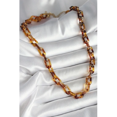 Leopar Desenli Mika Zincir Kadın Kolye