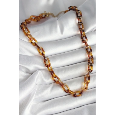 Leopar Desenli Mika Zincir Kadın Kolye