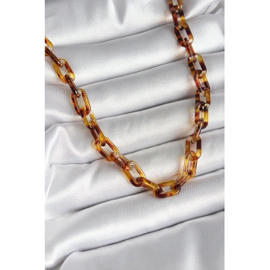 Leopar Desenli Mika Zincir Kadın Kolye