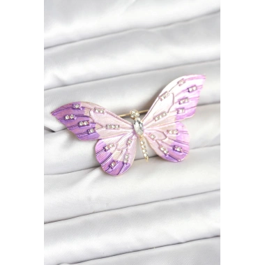 Lila Renk Kelebek Model Broş
