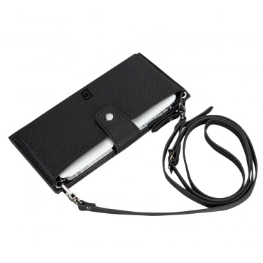 Lozan Strap 6.5 inch Uyumlu Deri Kartlıklı Kılıf ERC1 Siyah