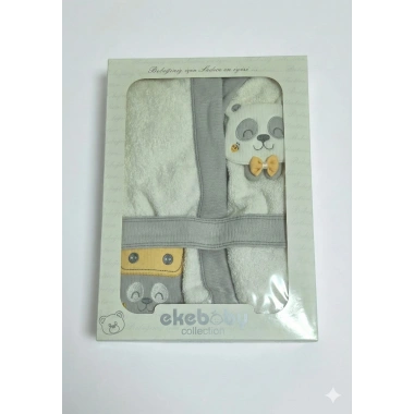 Lüx Kutulu Kapüşonlu Bornoz Gril Panda 3 Yaş