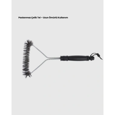 Mangal Izgara Temizleme Fırçası Pas Tutmaz Çelik Telli