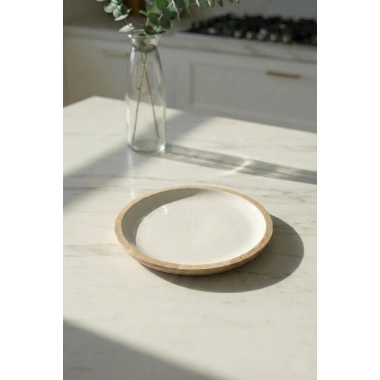 Mango Agacı Pasta Tabağı & Sunum Tabağı 20 Cm Krem