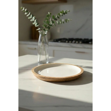 Mango Agacı Pasta Tabağı & Sunum Tabağı 20 Cm Krem