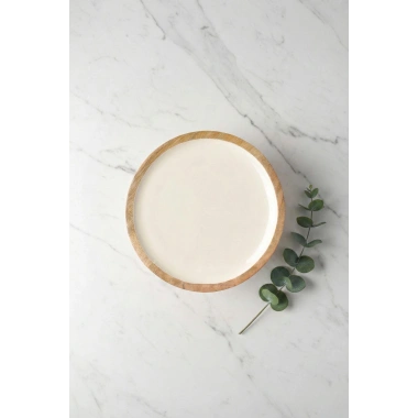 Mango Agacı Pasta Tabağı & Sunum Tabağı 20 Cm Krem