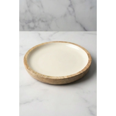 Mango Agacı Pasta Tabağı & Sunum Tabağı 20 Cm Krem