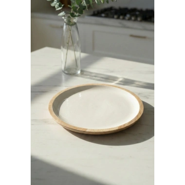 Mango Agacı Servis Tabağı & Sunum Tabağı 25 Cm Krem