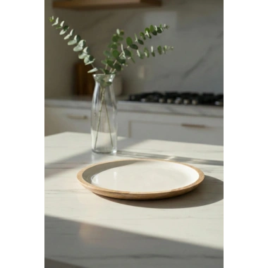 Mango Agacı Servis Tabağı & Sunum Tabağı 25 Cm Krem