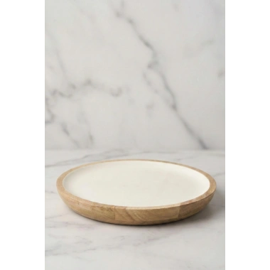 Mango Agacı Servis Tabağı & Sunum Tabağı 25 Cm Krem