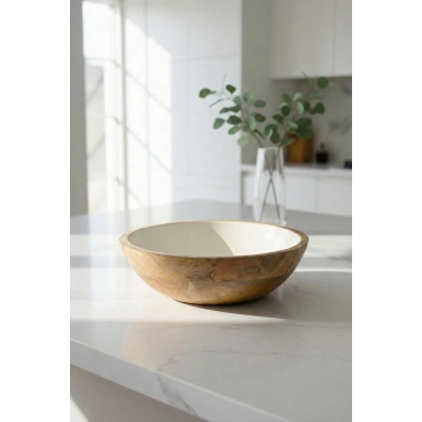 Mango Agacı Sunum Servis Kasesi & Dekoratif Kase 25 Cm Krem