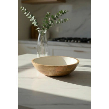 Mango Agacı Sunum Servis Kasesi & Dekoratif Kase 25 Cm Krem