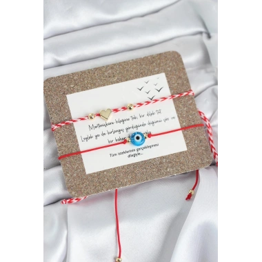 Marteniçka Bileklik 2li Nazar ve Kalp Model