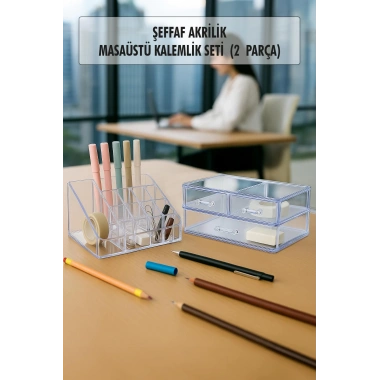 Masa Üstü Kalemlik & 3 Çekmeceli Düzenleyici Organizer & Kalemlik