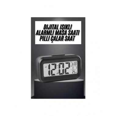 Masaüstü Saat Takvim Termometre Beyaz Siyah (5468)