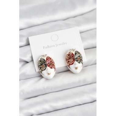 Maske Model Pirinç Kadın Küpe