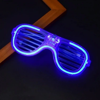Mavi Led Işıklı Parti Gözlüğü - Neon 3 Modlu