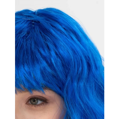 Mavi Renk Uzun Dalgalı Parti Peruğu