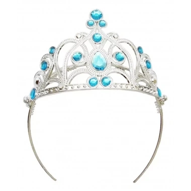Mavi Taşlı Elsa Çocuk Tacı Prenses Tacı Kraliçe Tacı 16x14 Cm