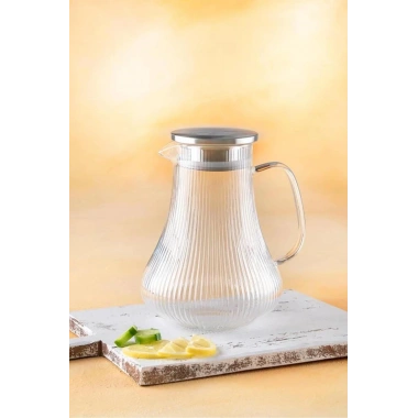 Metal Kapaklı Borosilikat Cam Sürahi 1,8 lt